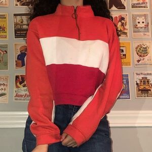 zip up mock neck sweatshirt